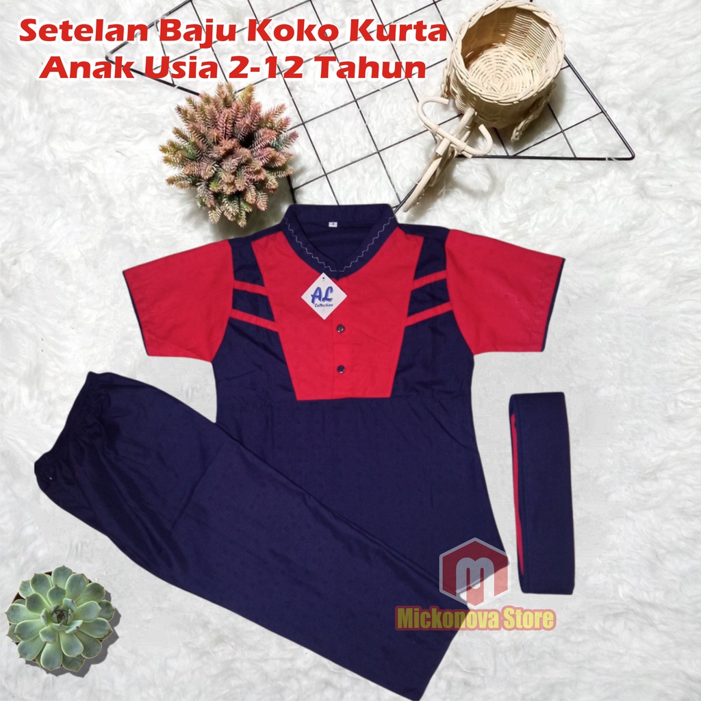 Setelan Koko Anak Pakaian Set Stelan Baju Koko Anak Laki Laki Cowo Cowok Tanggung Murah Pakaian Anak Muslim Anak Laki Laki Lengan Pendek Usia 2 - 12 Tahun