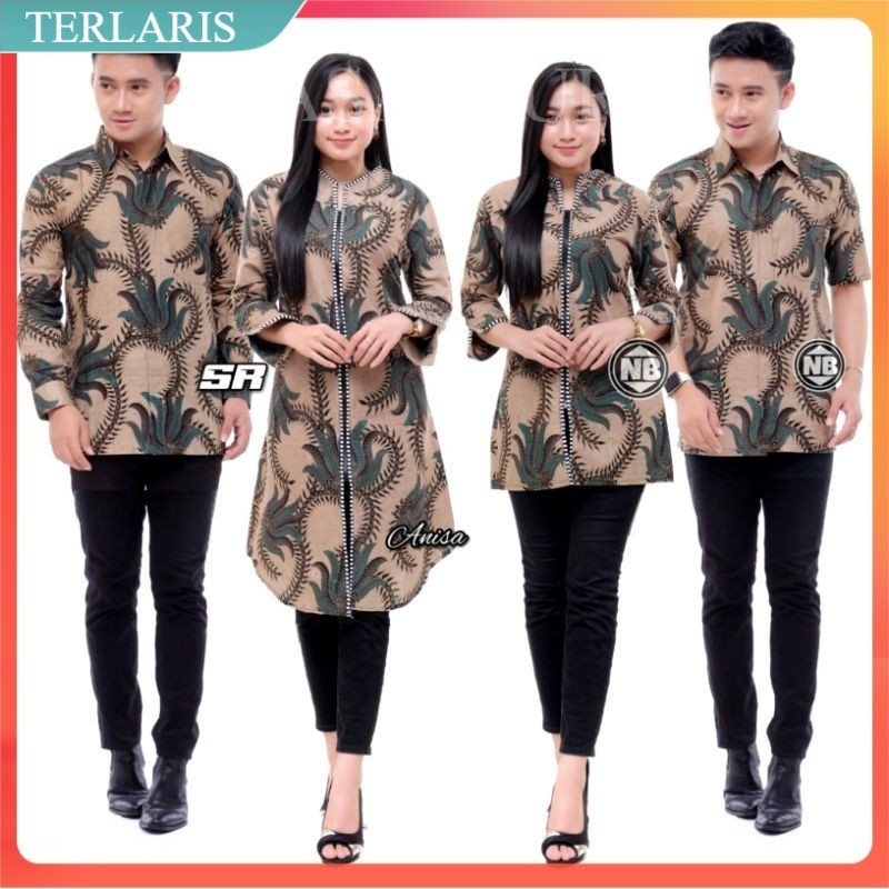 [ANS BATIK] Tunik Couple Zipper Depan Dolby Dolbi Dobby Doby Halus Katun ATBM Baron ,Sarombit
