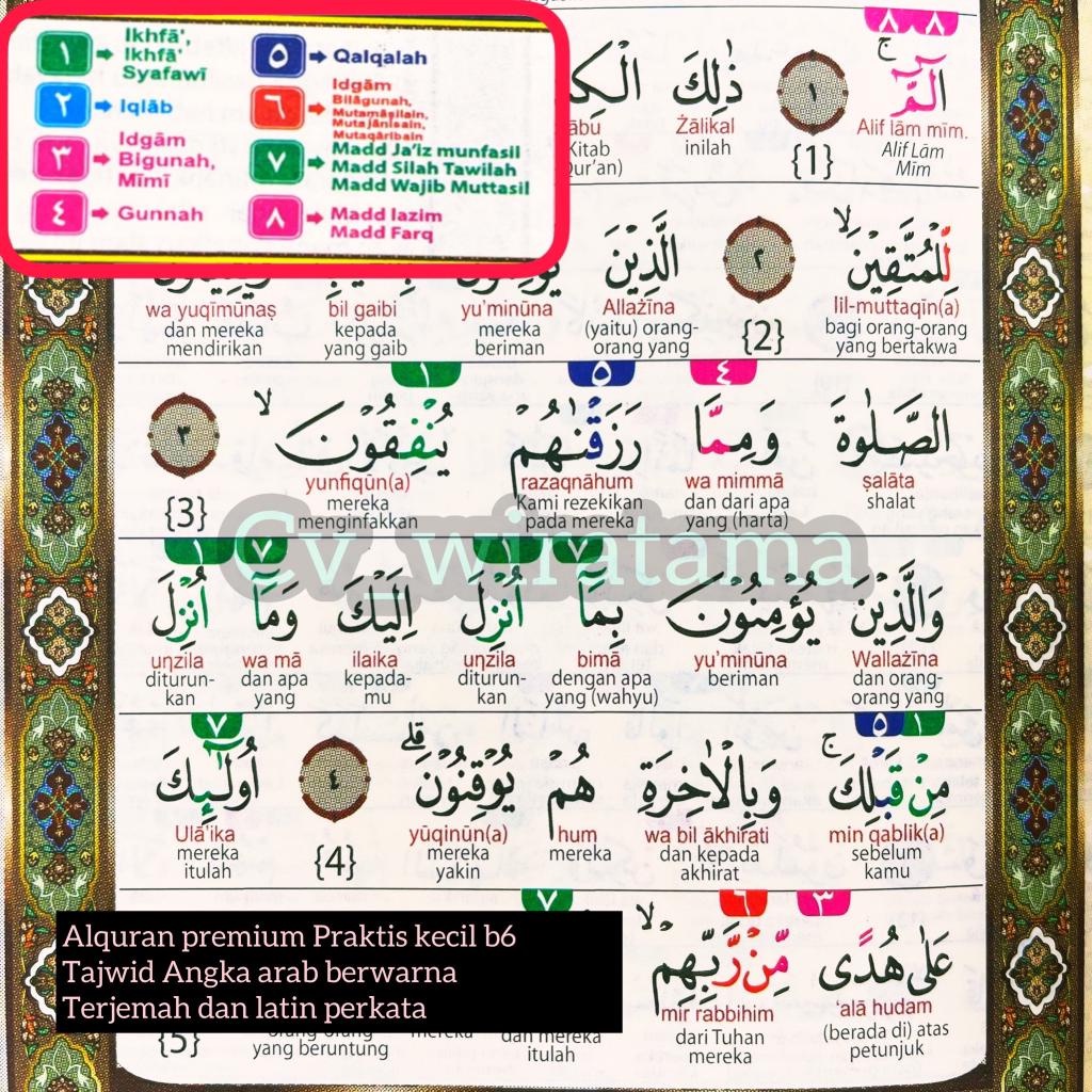 AlQuran Kecil B6 LATIN TAJWID KODE DI ATAS PEMULA Mudah Baca Terjemah PerKata Al Quran Tajwid Warna 