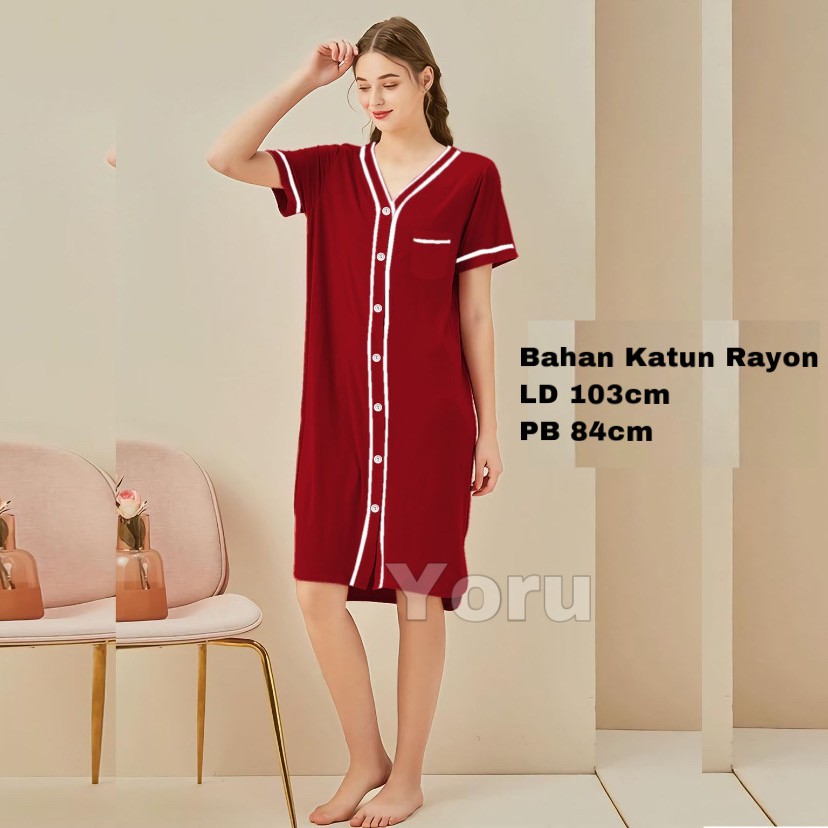 Pamelo Daster satin/baju tidur/daster murah Tunik Velvet Satin-DKR KatunRayon RED