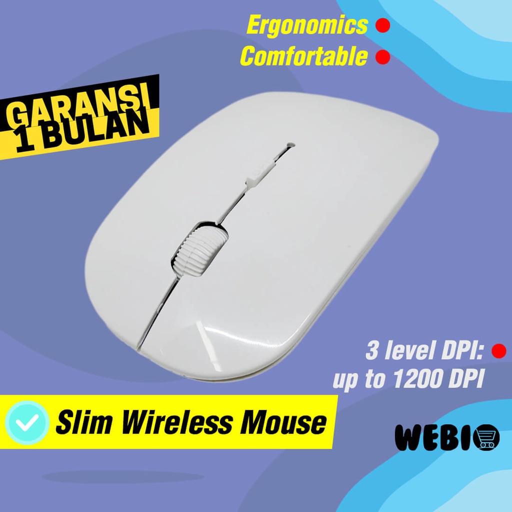 Mouse Wireless W102 USB Wireles Mause Laptop PC Murah Unik Ada Warna Pink Green Blue Red Black White