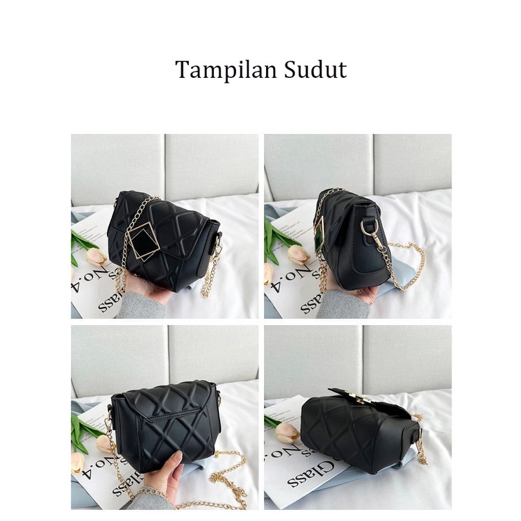 Tas messenger rantai trendi desain high-end baru, tas rantai populer musim panas wanita Tas Selempang Wanita  Fashion Trend Sling Bag Chain Shoulder Bag Fashion Aksesoris