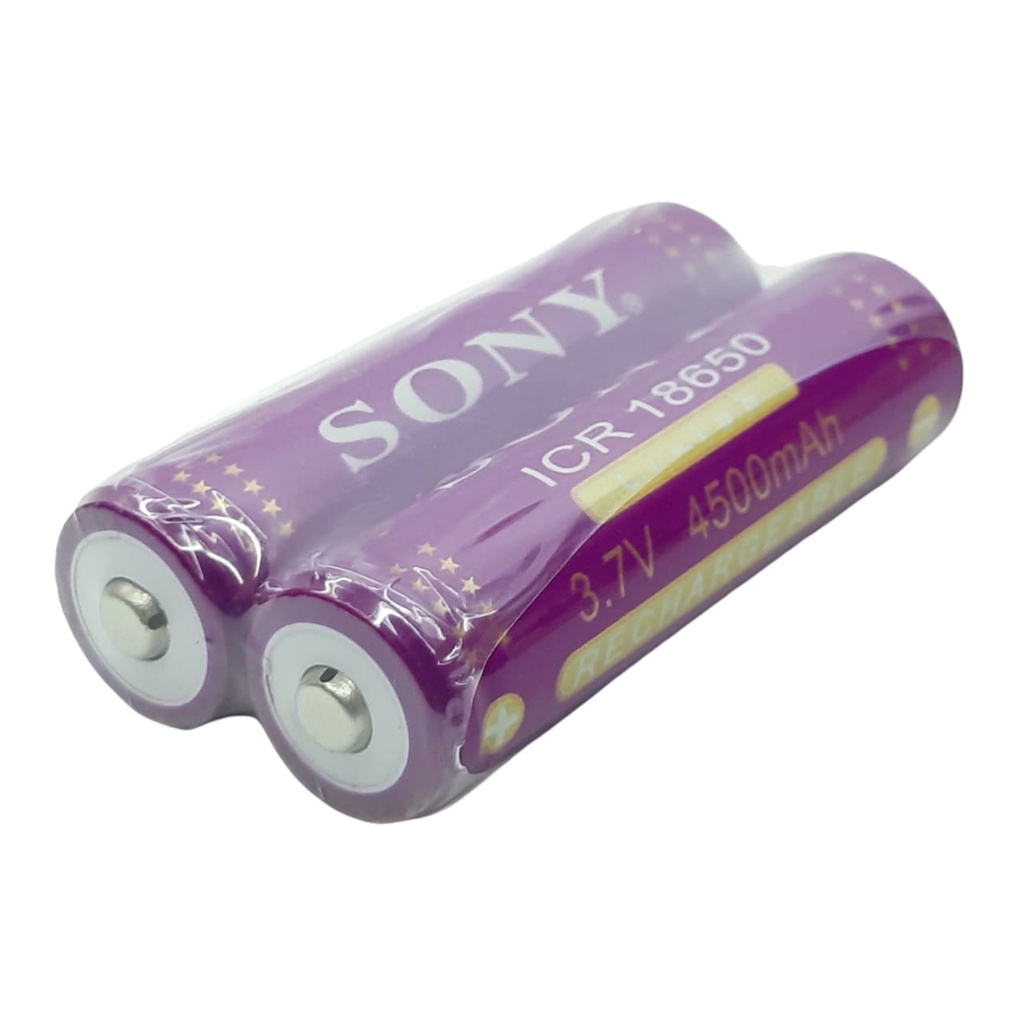 Baterai 18650 Li-ion 3.7volt - 4500mAh Warna Ungu Plus Timbul Isi 2pcs