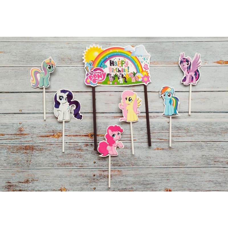 hiasan nasi tumpeng cake topper hiasan kue ulang tahun satu set karakter my little pony Kuda Poni