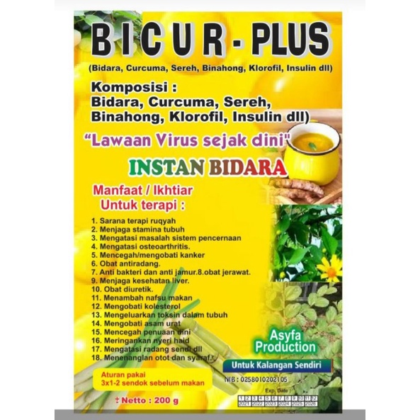 

Jamu Instan Bidara Curcuma BICUR PLUS
