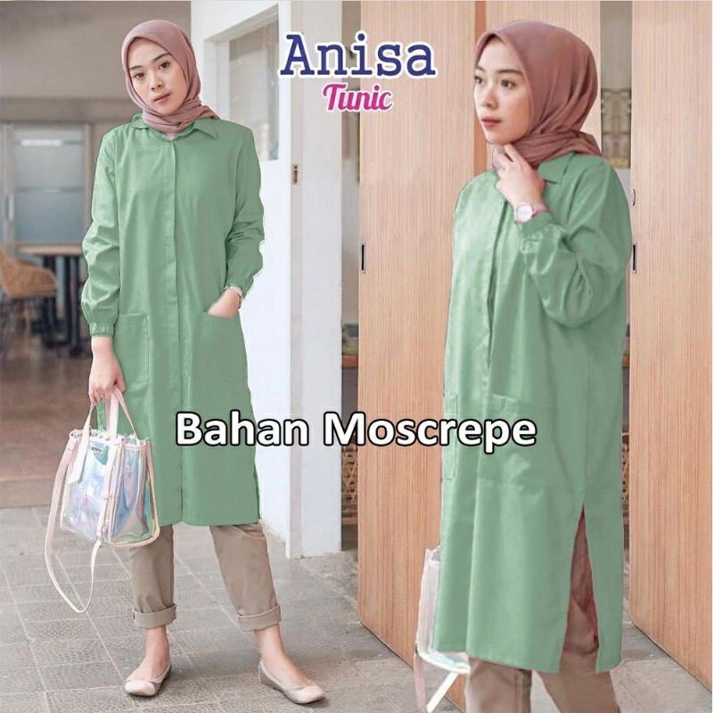 [ BISA COD ] TUNIK ANISA BAHAN MOSCREPE  FIT TO XL