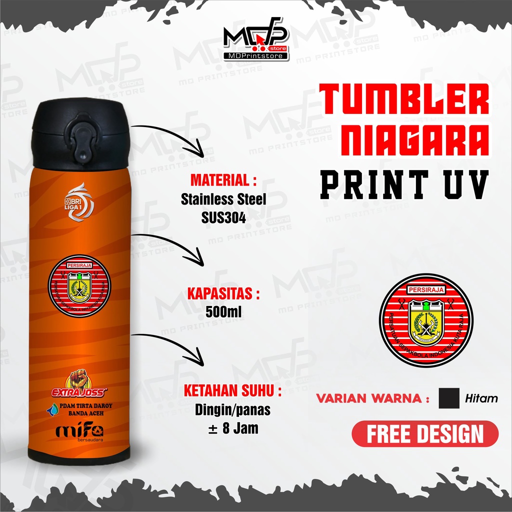 TUMBLER PERSIRAJA LIGA 1 BRI TUMBLER NIAGARA SEPAK BOLA MDPRINTSTORE