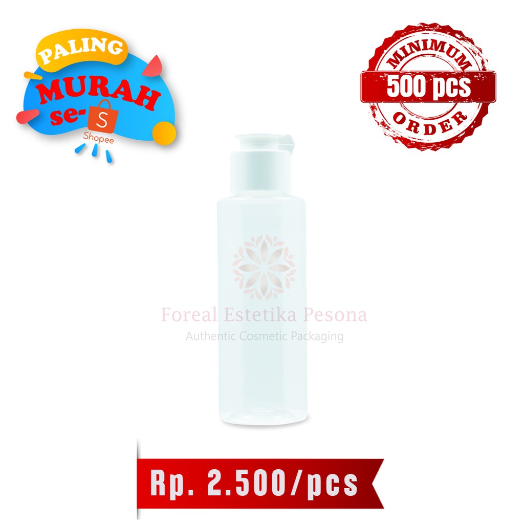 Botol RF 100ml Tutup Fliptop Jamur Putih Susu / Botol Kemasan Kosmetik Skincare