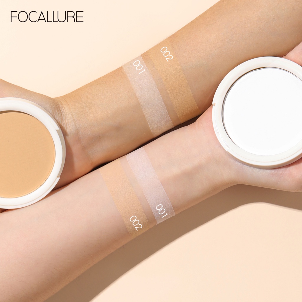 FOCALLURE Matte Bedak Padat Powder Oil Control Pressed Powder Natural Powder 12 Hours Long Lasting