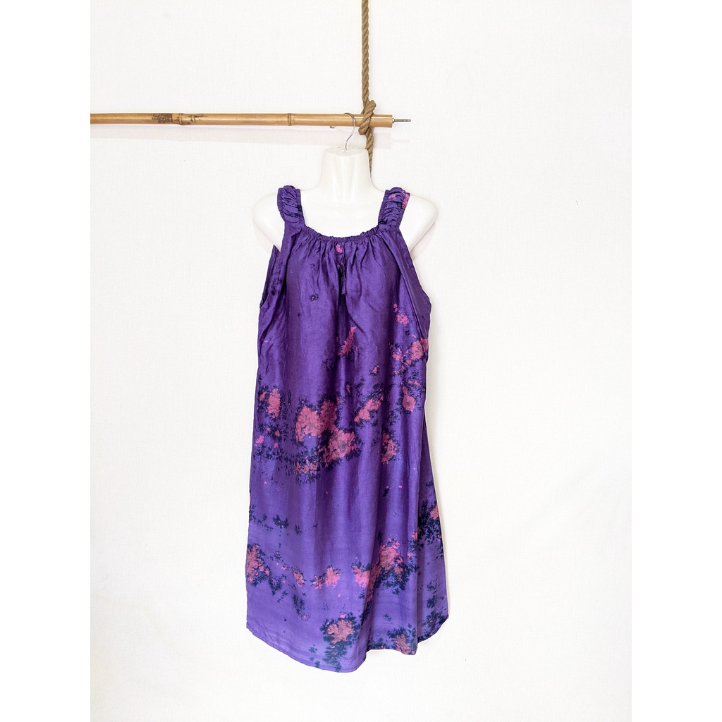 Daster Yukensi Jumbo LD 120 Baju Tidur Tanpa Lengan Tali Satu Kimono Sleepwear-smoke purple