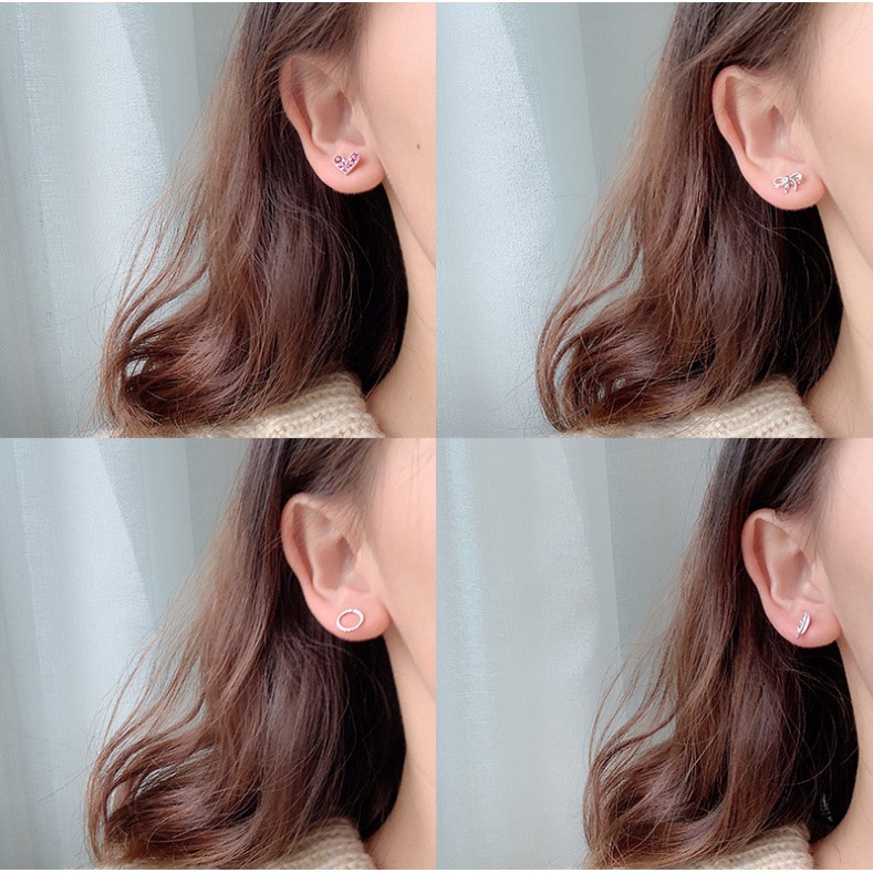 Antop！6 Pasang Anting Tusuk Simple Kreatif Gaya Korea untuk Wanita