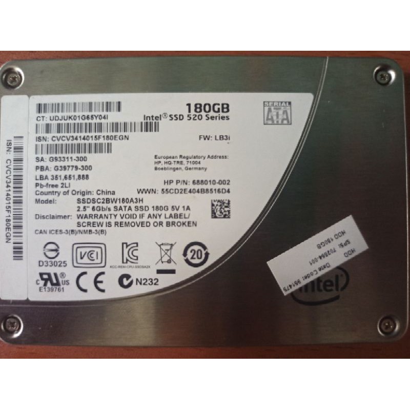 SSD intel sata 520series 2,5 inch 180GB