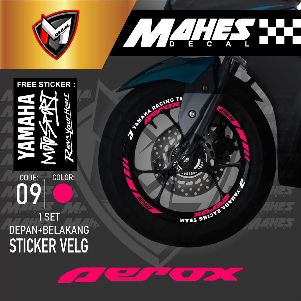 Mahes Decal - Aksesoris Stiker Cutting Sticker List Velg Motor Yamaha AEROX 155 Lis Pelek Velk Varia