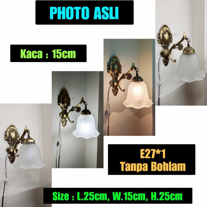 Lampu Dinding Indoor Klasik Kaca Bunga