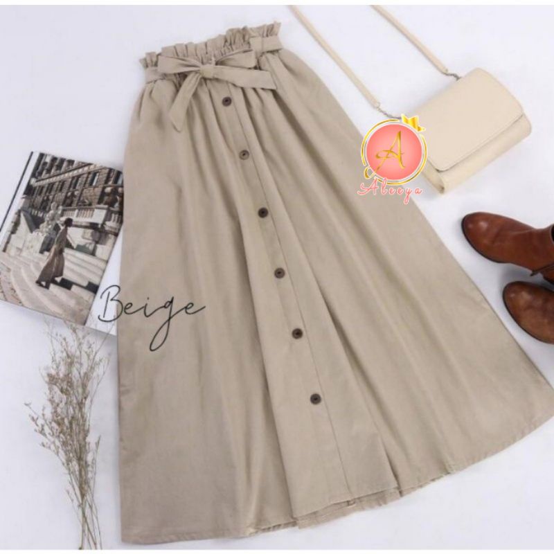 ALEEYA Rok Suede Kancing / Arabelle Button Maxi Skirt Suede (2102)