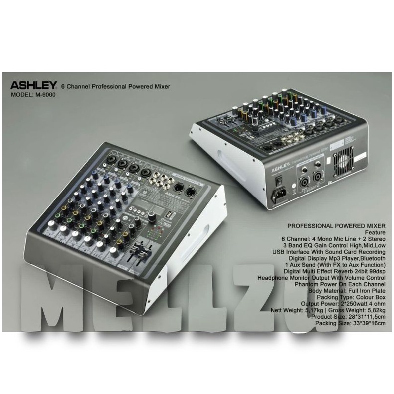 Power Mixer Ashley M 6000 Original Ashley M6000 6 Channel