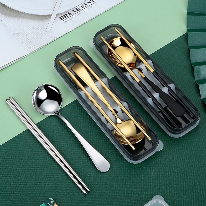 SET ALAT MAKAN 2IN1 SENDOK DAN SUMPIT KOREA DENGAN BOX / TABLEWARE GIFT BOX / HAMPERS SENDOK / SENDOK SUMPIT /SENDOK KOREA SET / SENDOK SUMPIT KOREA STAINLESS / SET STAINLESS SPOON CHOPSTICKS / CUTLERY SET / TRAVEL SET