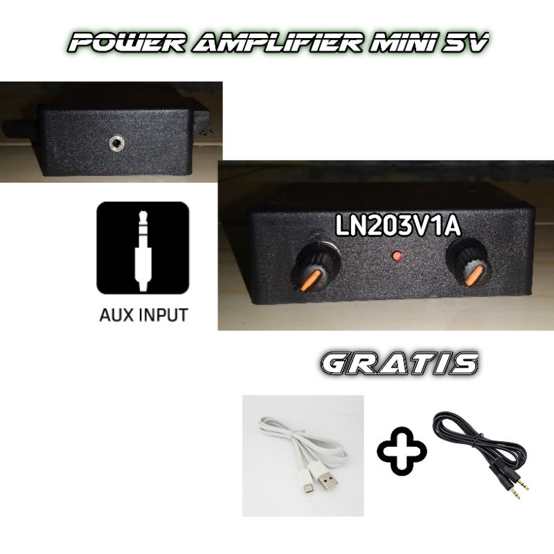 Power amplifier miniatur kelas d AUX stereo 2x3 Watt 5v rakitan