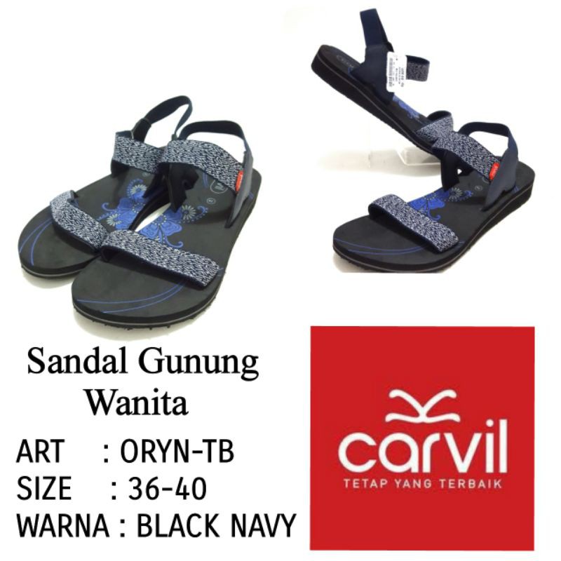 SANDAL GUNUNG WANITA CARVIL ORYN SIZE 36-40 BLACK NAVY