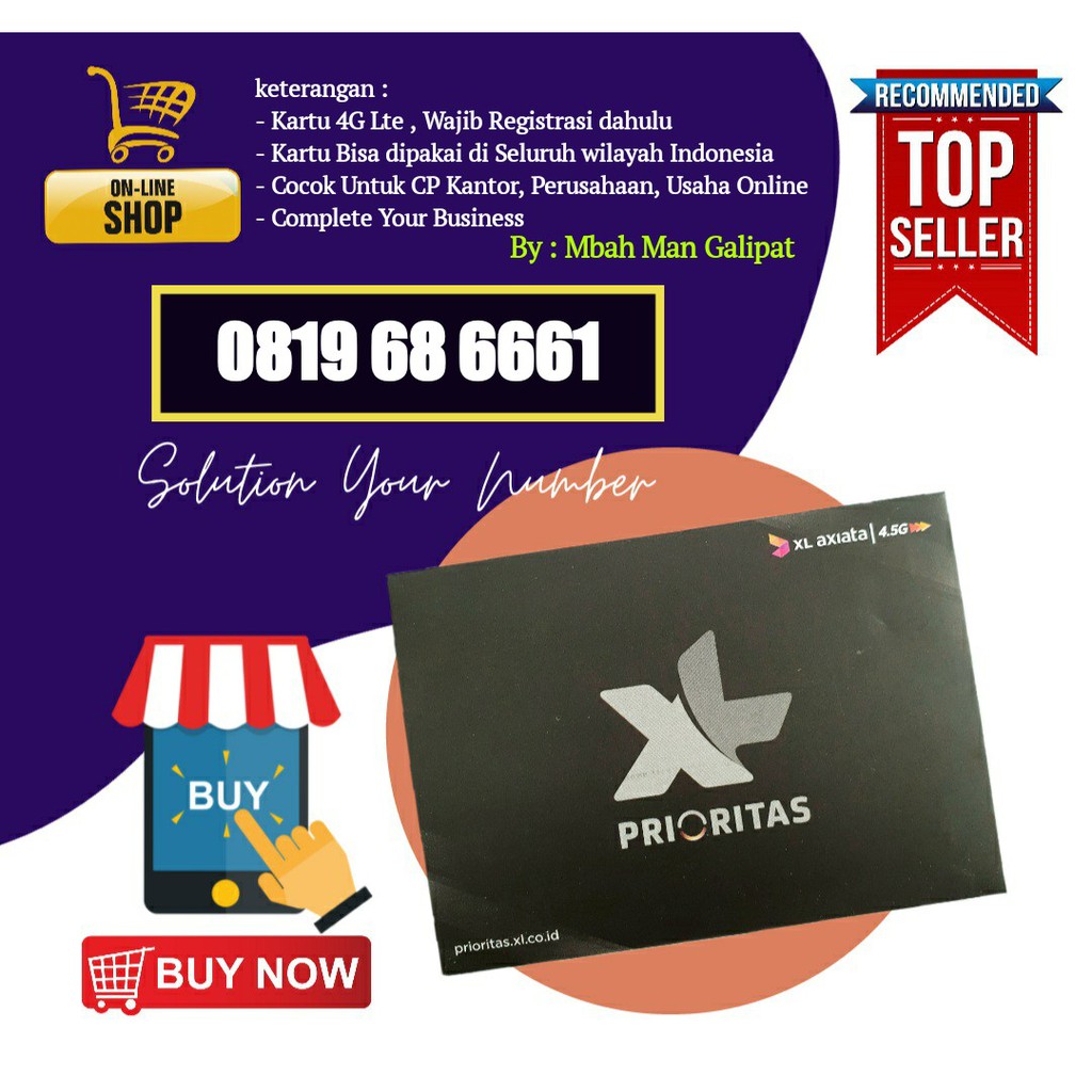 Nomor Cantik XL 10 digit Triple Rapih Pasca