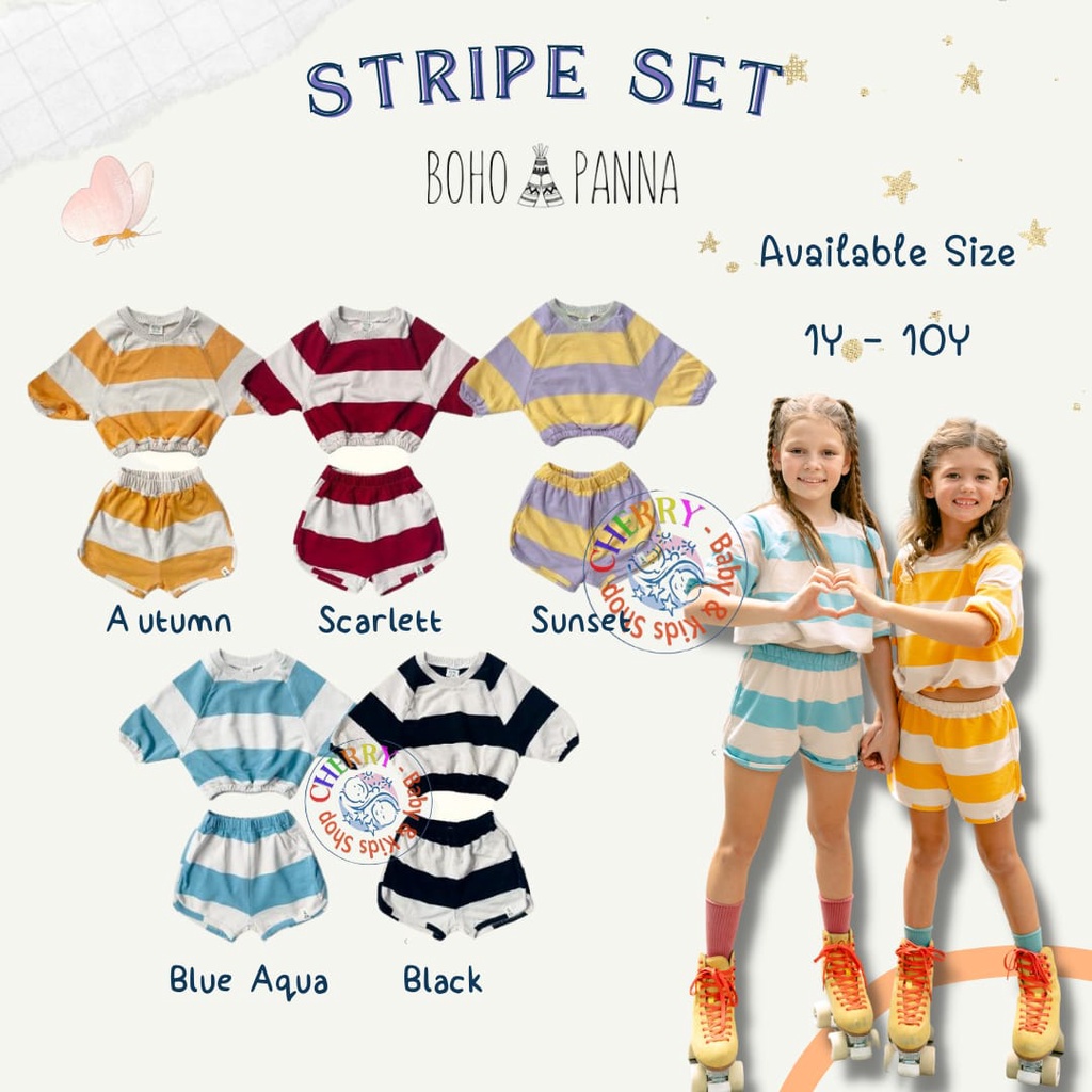 Bohopanna Stripe Set 1 - 10 Tahun Setelan Pendek Anak CBKS