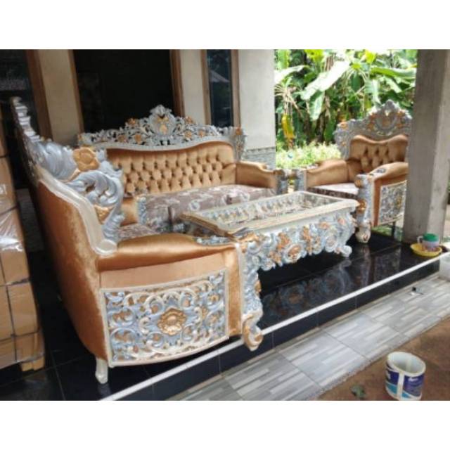 Kursi Tamu Barcelona Antik Mas Jati,Set Kursi Tamu Mewah,Kursi Tamu Jati,Mebel Jepara