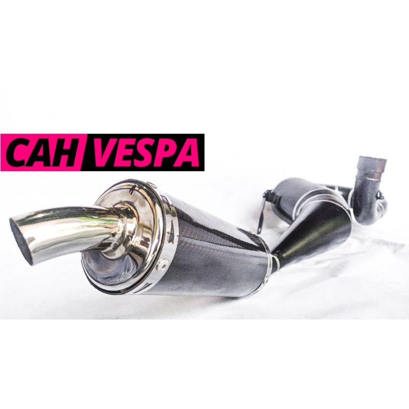 Knalpot Vespa No Label Buang Kanan Tune Up Big Slincer Carbon Weling