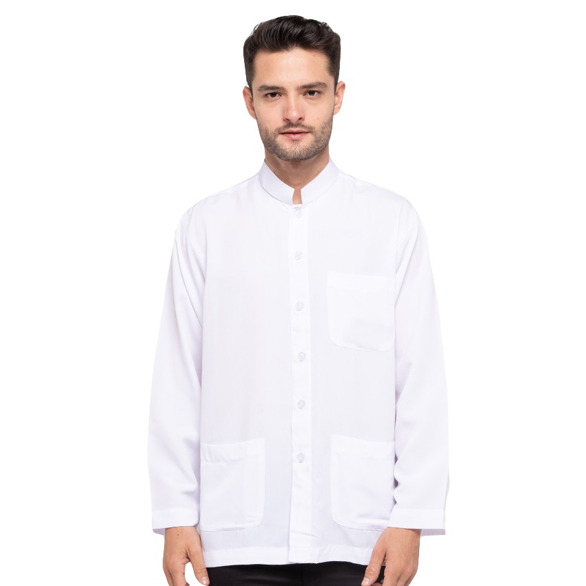SHOHIB Baju koko Lengan Panjang HABIBI-PUTIH
