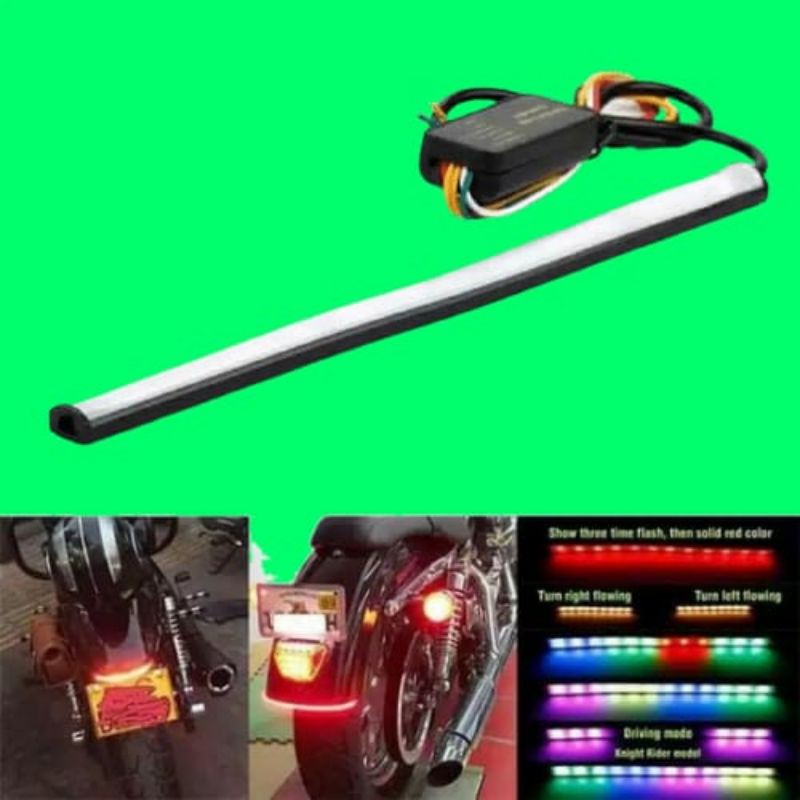 Lampu LED Strip plat nomor motor mobil RGB Sein Rem 23 cm variasi 12v pelat nomer variasi belakang motor