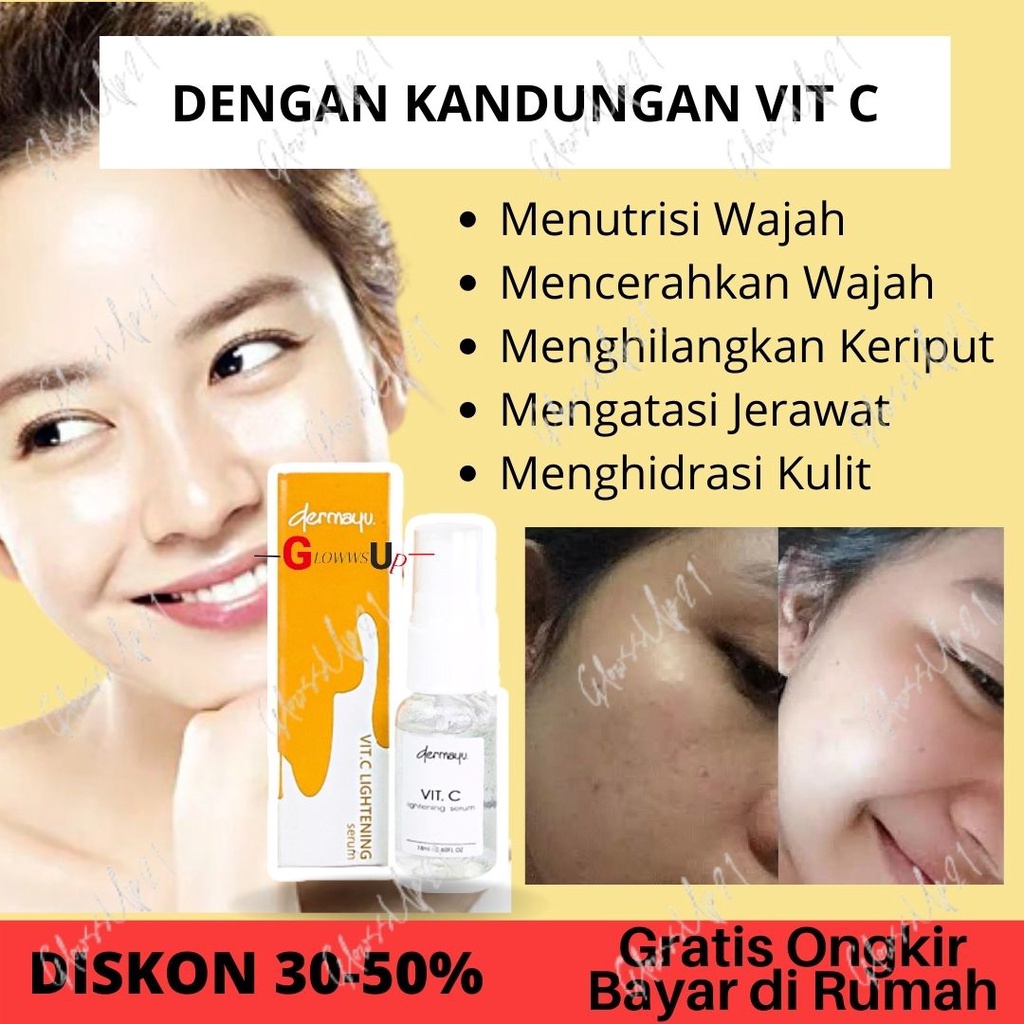 SERUM GLOWING WAJAH DALAM 3 HARI TERAMPUH DERMAYU VIT C LIGHTENING SERUM ORIGINAL BPOM ORIGINAL