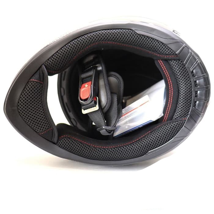 Helm Zeus ZS811 Black Glossy AL6 White Red | Zeus ZS 811 Single Visor