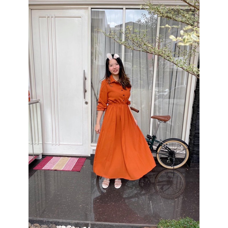 BINIE DRESS KOREAN VINTAGE CASUAL HIJAB FRIENDLY SIMPLE KOREA LOOK