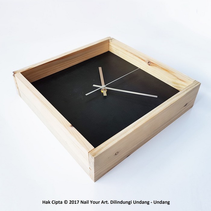 Jam Dinding Kayu - BLACK BOX - Wooden Wall Clock