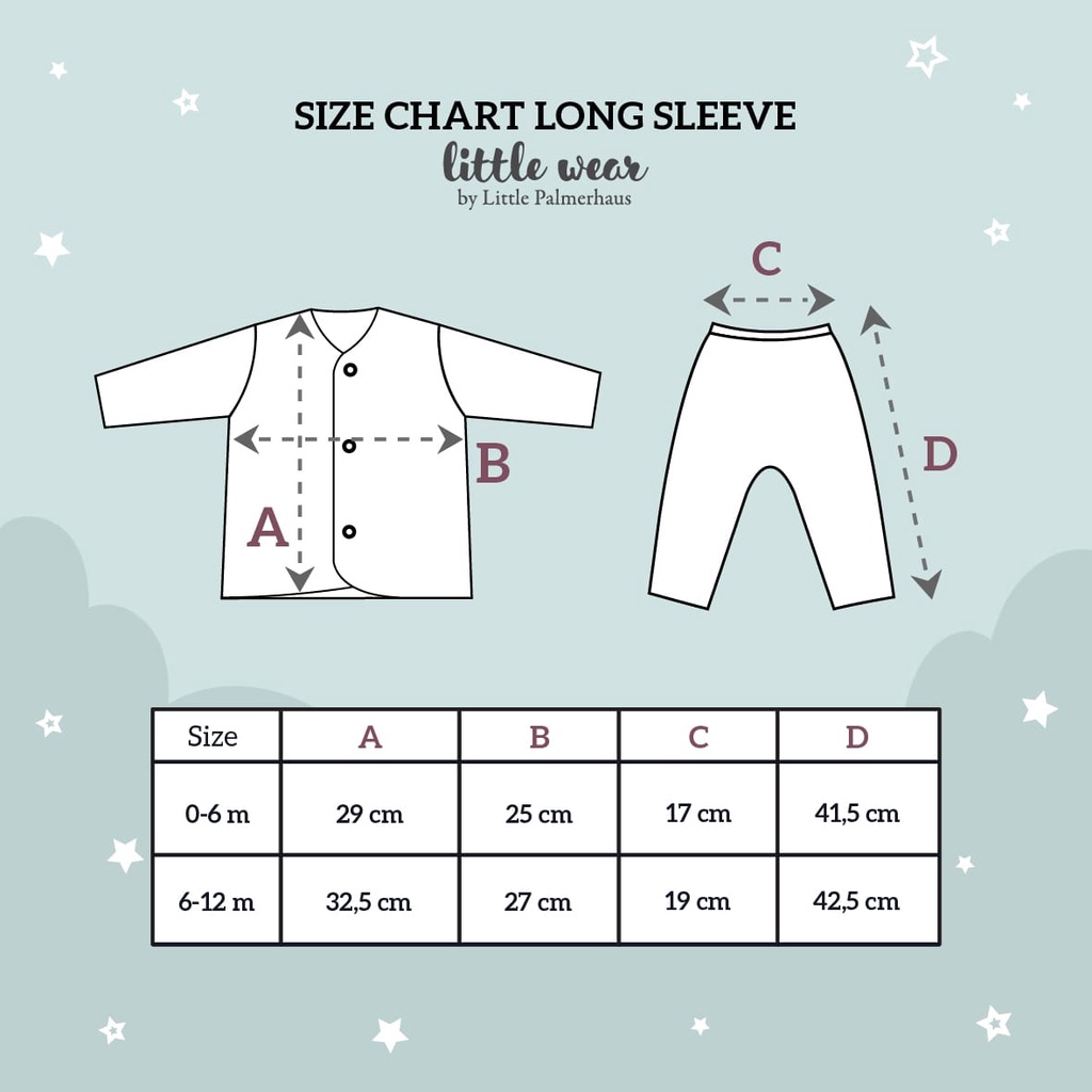 [Size 0-12m] Little Wear By Little Palmerhaus Long Sleeve Setelan Panjang Bayi