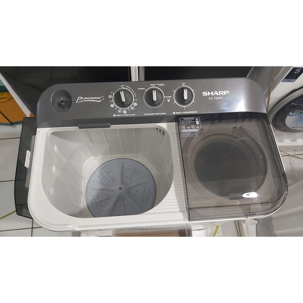 Mesin Cuci Washing Machine Sharp 2 Tabung 6.5 kg Puremagic EST 65NT EST65NT 65 NT