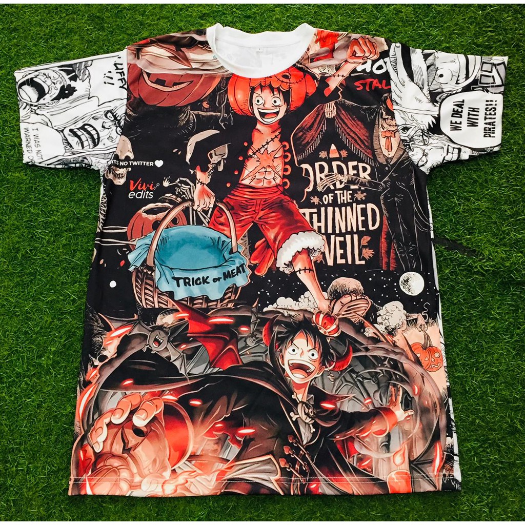 Tshirt Luffy Treat or Meat Halloween Fullprint Anime One Piece Manga