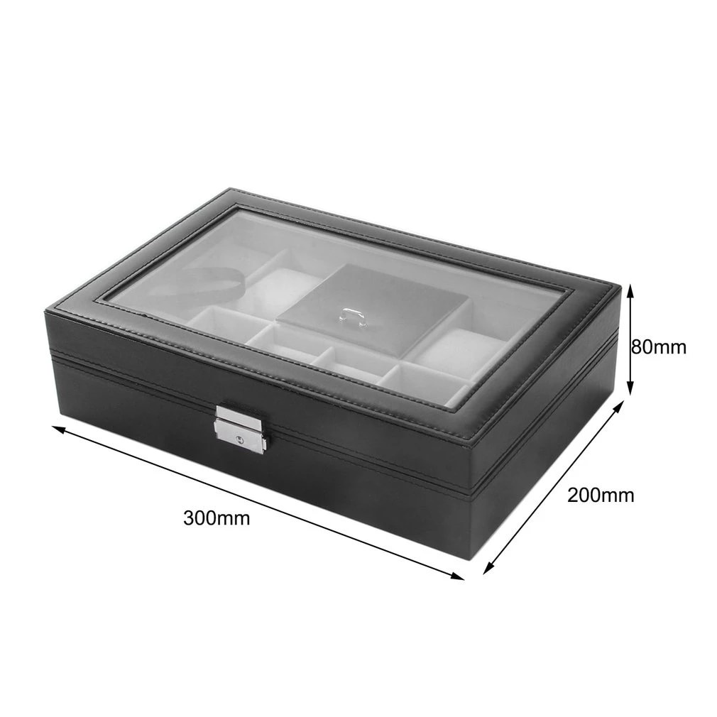 Watch Box Organizer 8 Slot + Kotak Perhiasan / PROMO Kotak Tempat Jam Tangan isi 8 Dan Aksesoris + Kunci