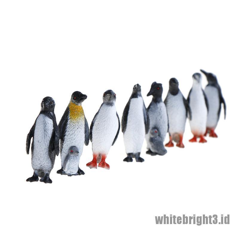 (white3) 8pcs / set Mainan Figurin Penguin Laut Bahan Plastik