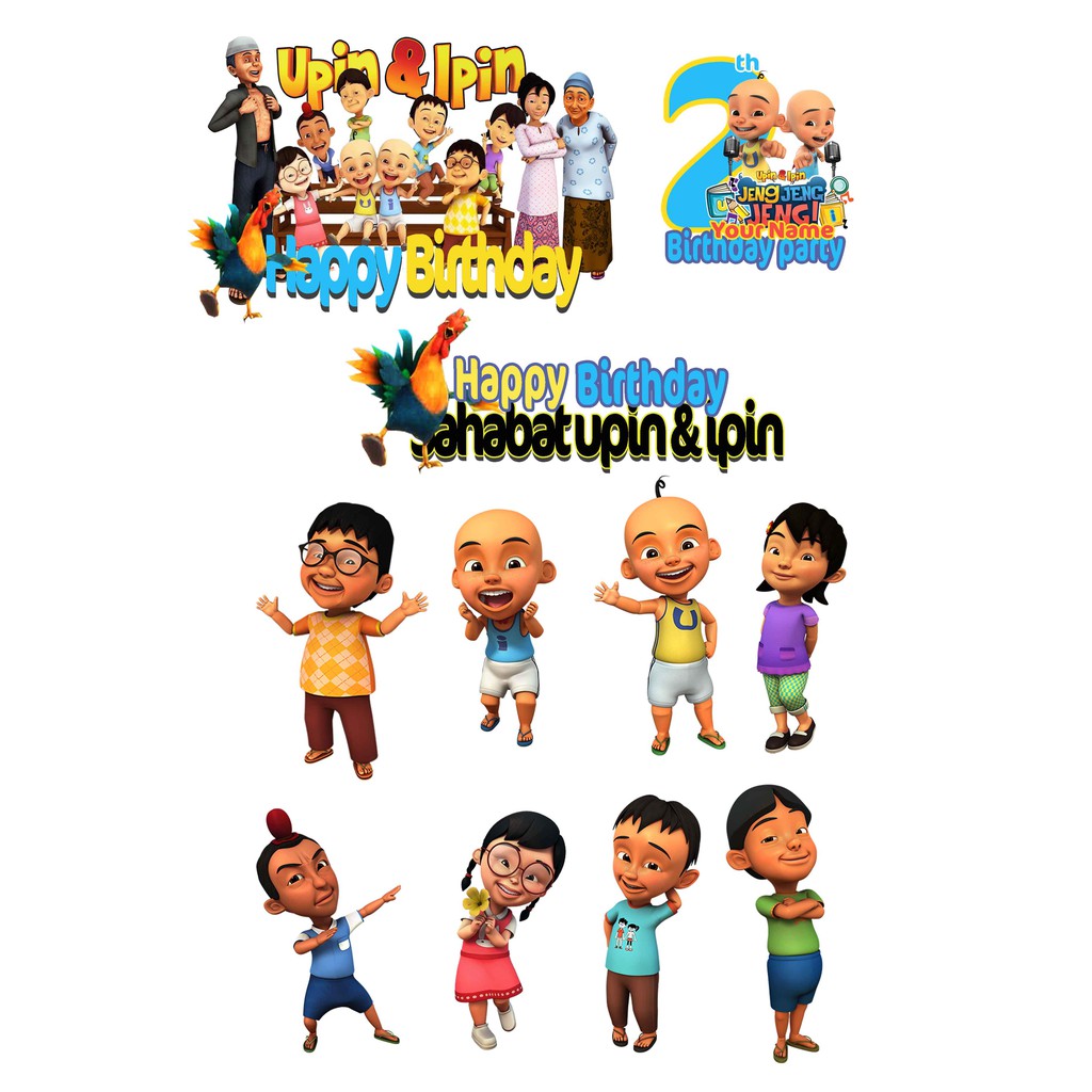 Topper Cake Dan Banner Custom Upin Dan Ipin Shopee Indonesia
