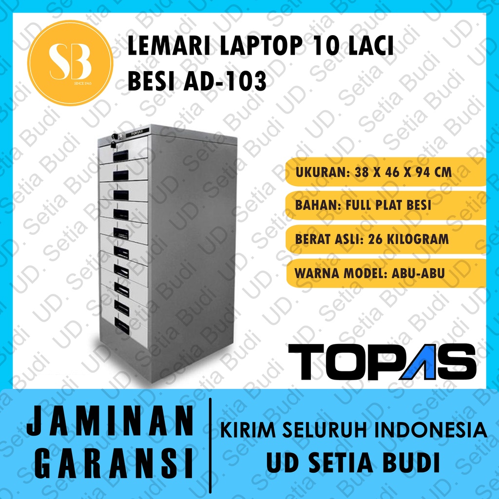 Lemari Laptop 10 Laci Besi TOPAS AD 103