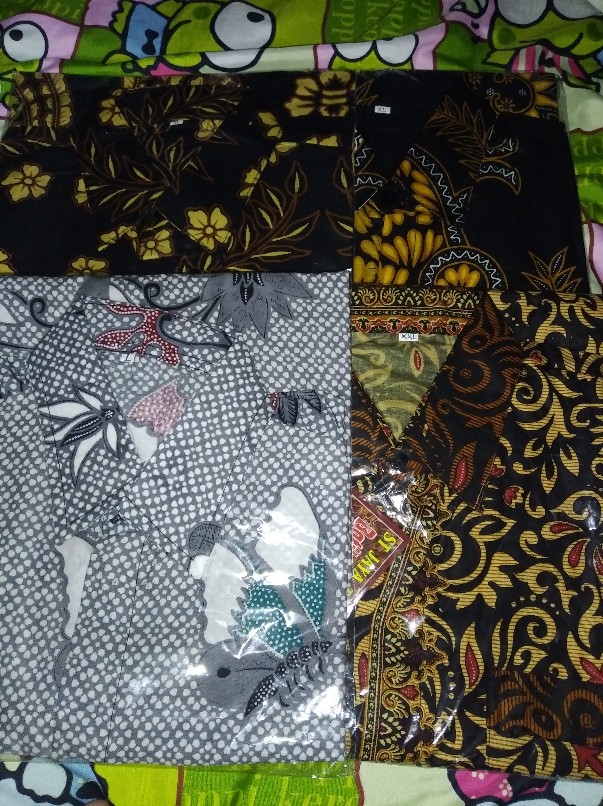 Kemeja Batik Pria Lengan Pendek Batik Size M L Xl Xxl  Bswart Hrb026 Kenongo Hem Panjang Padi