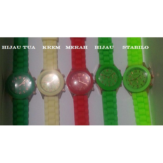 Jam Tangan Silicone Jelly Quartz Wrist Watch Silikon Jely Geneva Rubber Karet
