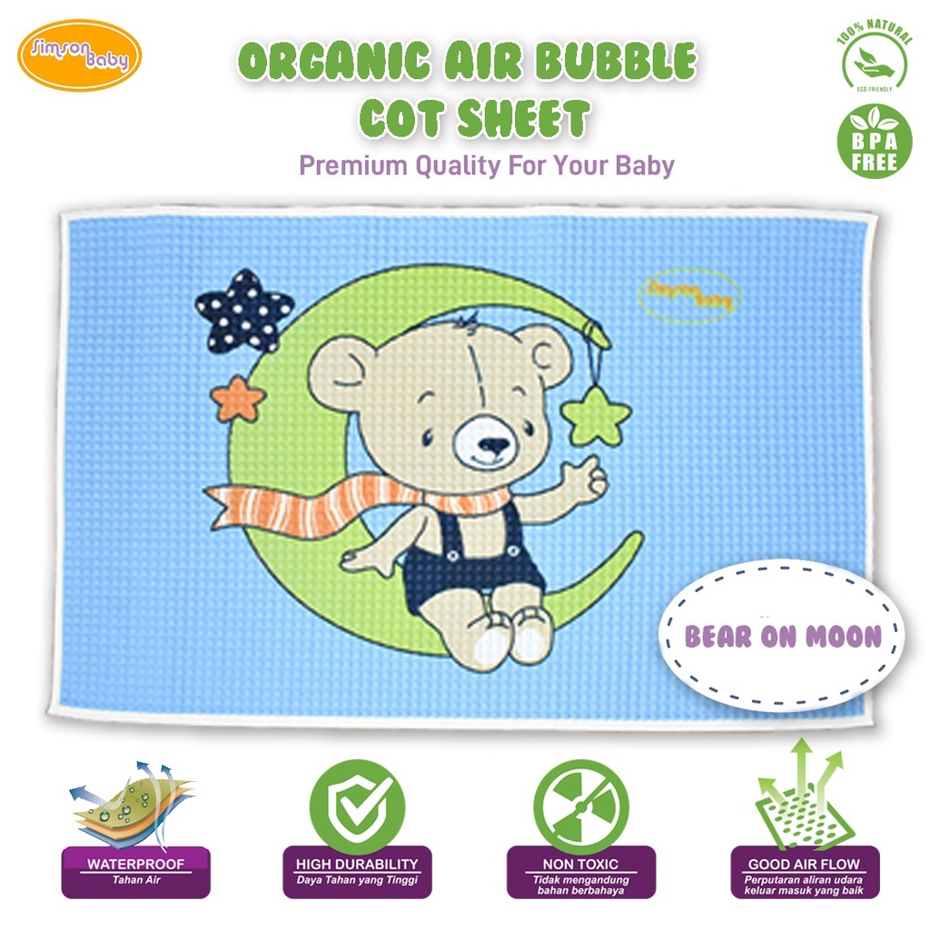 Perlak Bayi Simson Baby ( Perlak Karet Waterproof Bayi untuk ompol )/ CROWN Perlak motif BPA FREE