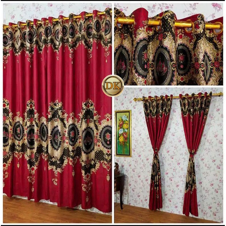 Gorden Smokring 12 ring 130x230 Motif Elisabeth Maroon multifungsi jendela/pintu