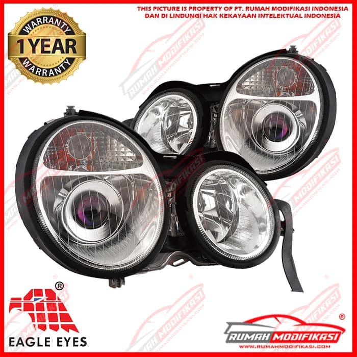 HEADLAMP - BENZ W210 1999-2002 - EAGLEEYES - PROJECTOR - CHROME