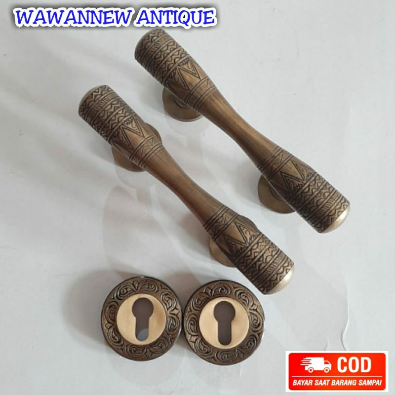 Handle Pintu / Gagang Lemari Pintu Rumah Gebyok Pagar Kuningan Motif Egypt 20cm