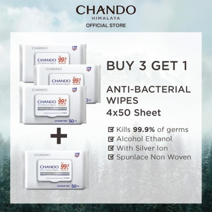 Promo Terbatas - (Promo Buy 3 Get 1) Tissue Basah - Chando Sterilization Wipes