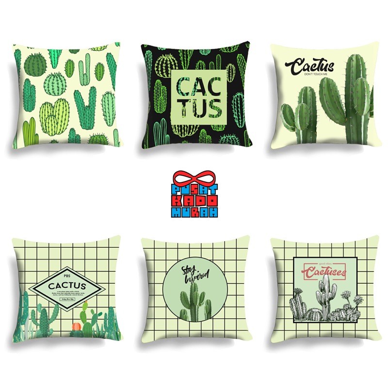 Bantal Sofa Print Motif Cactus Tanaman Kaktus Set 40x40 cm - Pusat Kado Murah