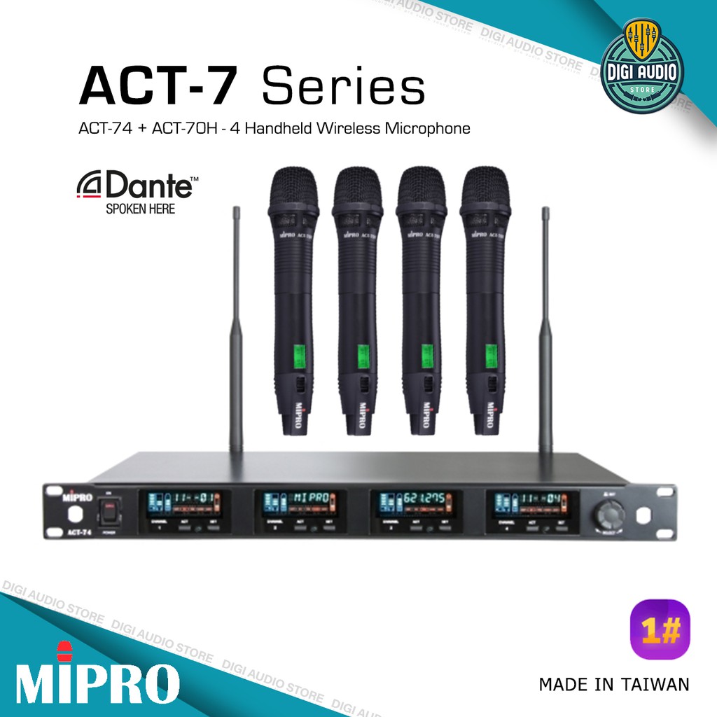 Mic Wireless - Microphone Wireles - MIPRO Quad Channel Receiver ACT-74 & ACT-70H - 4 Unit Mikrofon