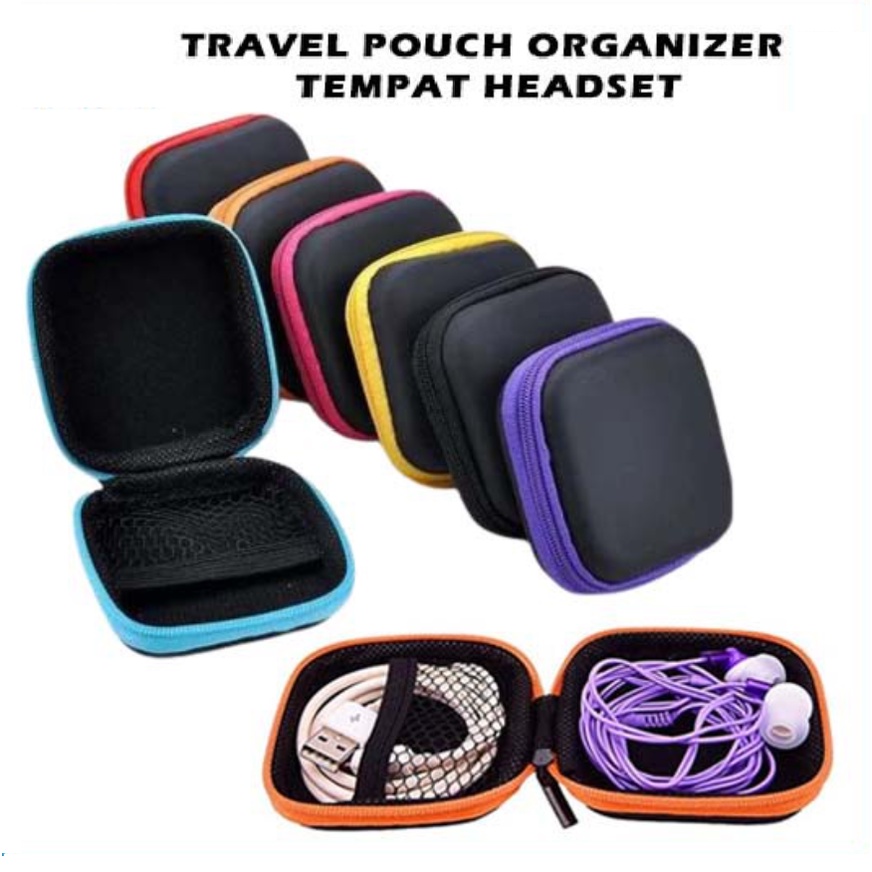 BAJ Travel Pouch Dompet Persegi Case Organizer Tempat Headset Koin Kunci Kotak Penyimpanan Charger Mini Serbaguna SS184